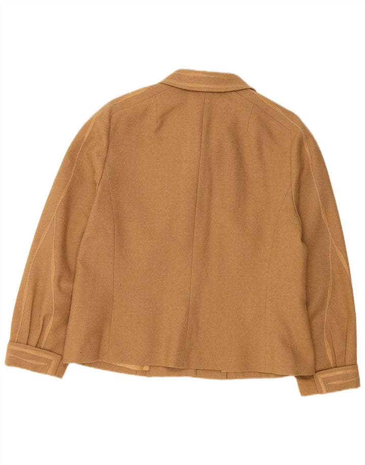 COJANA Chaqueta Blazer de 4 Botones para Mujer UK 46 Grande Lana Beige