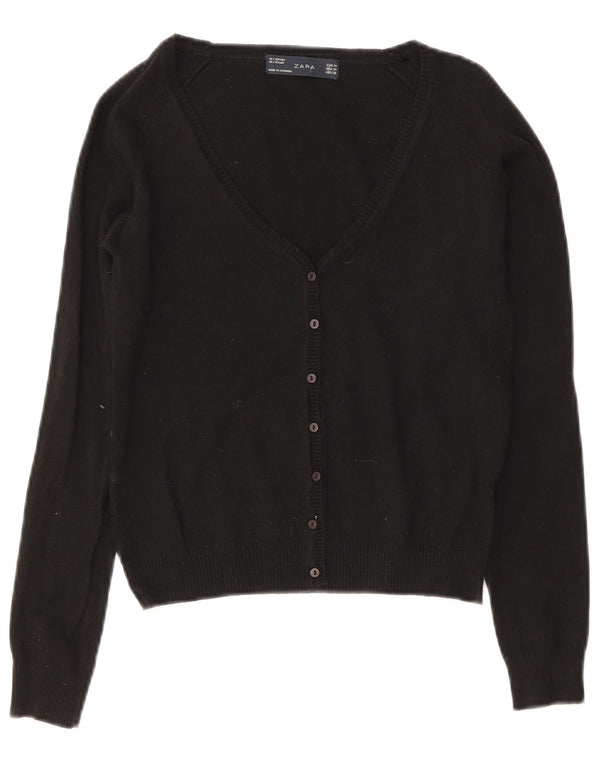 Zara Mujer Bolero Jumper UK 12 Mediano Algodón Negro