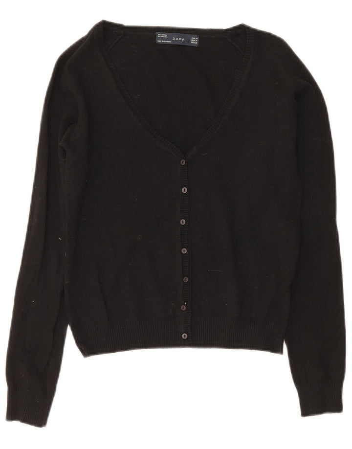 Zara Mujer Bolero Jumper UK 12 Mediano Algodón Negro