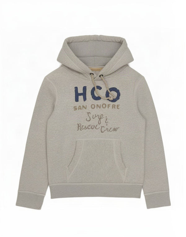 Hollister Mens Graphic Hoodie Jumper Small Grey Flecked Cotton