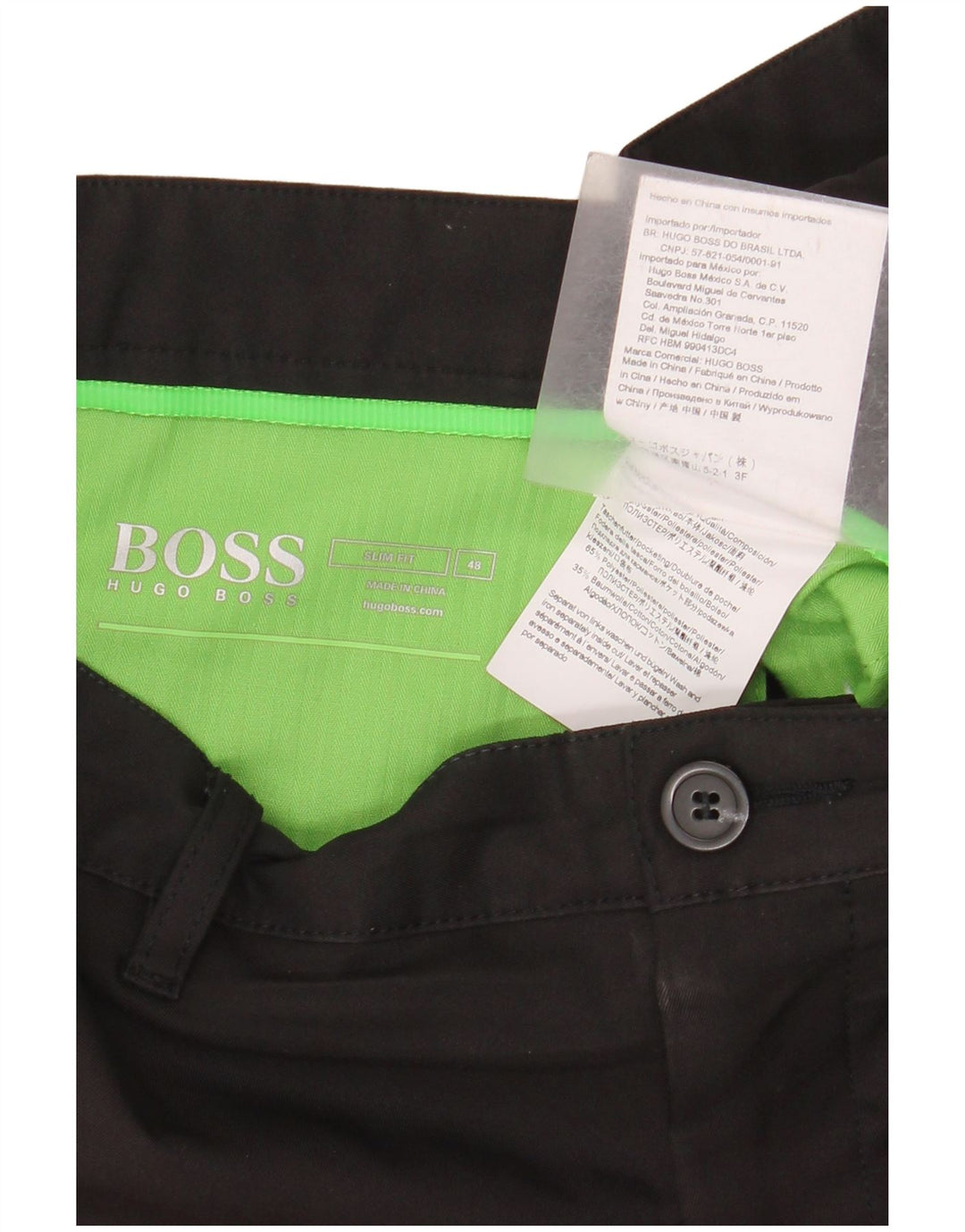 Hugo Boss Pantalón chino slim fit para hombre IT 48 Medium W34 L32 Poliéster negro