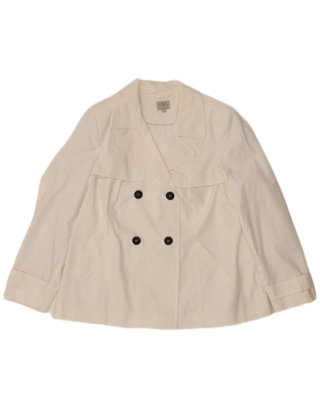 Marks & Spencer Gabardina corta para mujer UK 46 Grande Algodón blanco