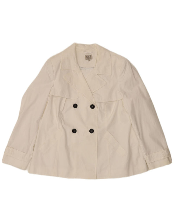 Marks & Spencer Gabardina corta para mujer UK 46 Grande Algodón blanco