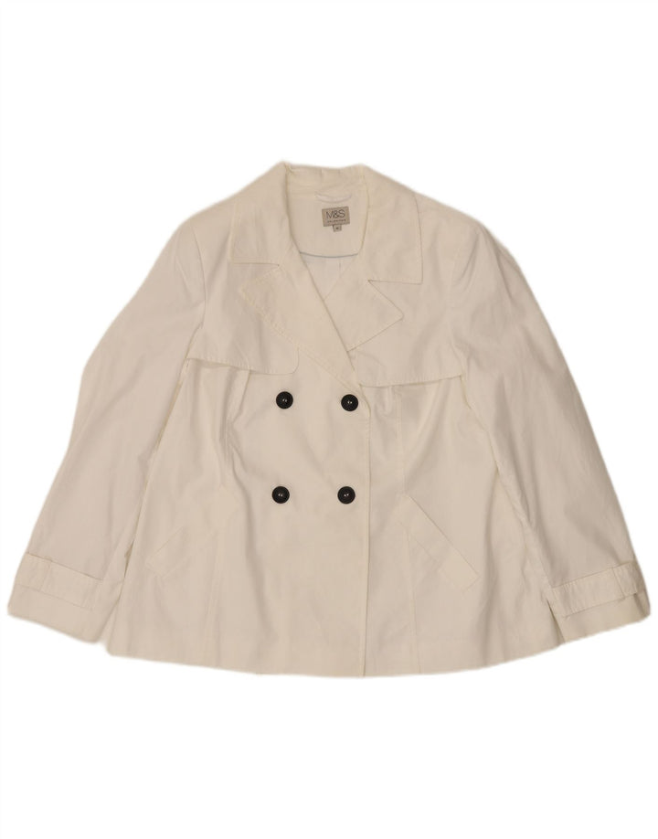 Marks & Spencer Gabardina corta para mujer UK 46 Grande Algodón blanco