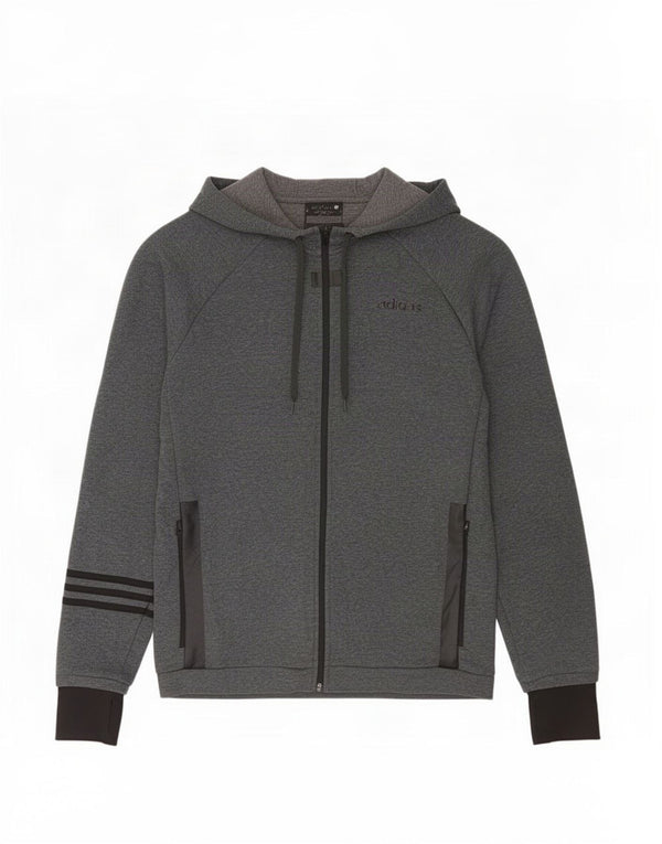 Adidas Mens Climalite Zip Sudadera con capucha suéter grande gris algodón