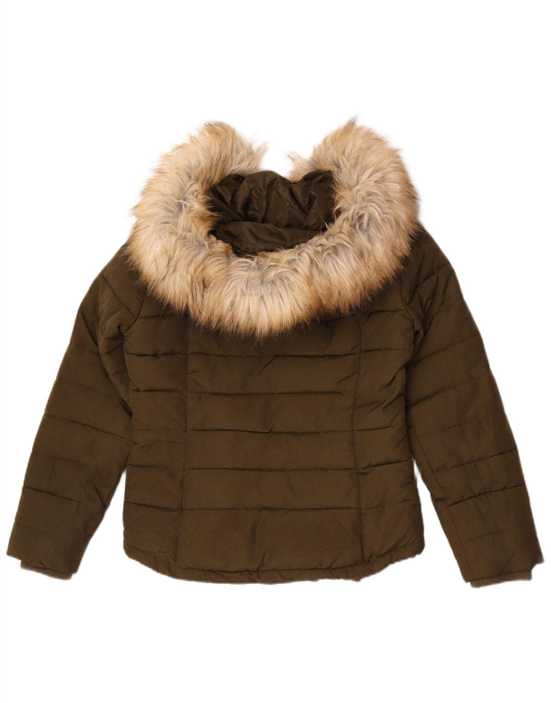 Topshop Chaqueta acolchada extragrande con capucha para mujer UK 4 XS Poliéster caqui