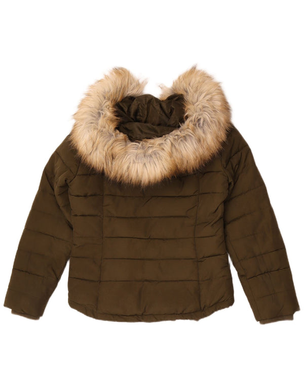 Topshop Chaqueta acolchada extragrande con capucha para mujer UK 4 XS Poliéster caqui
