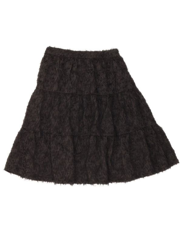 Zara Girls A-Line Skirt 9-10 Years W22 Black Floral Polyester