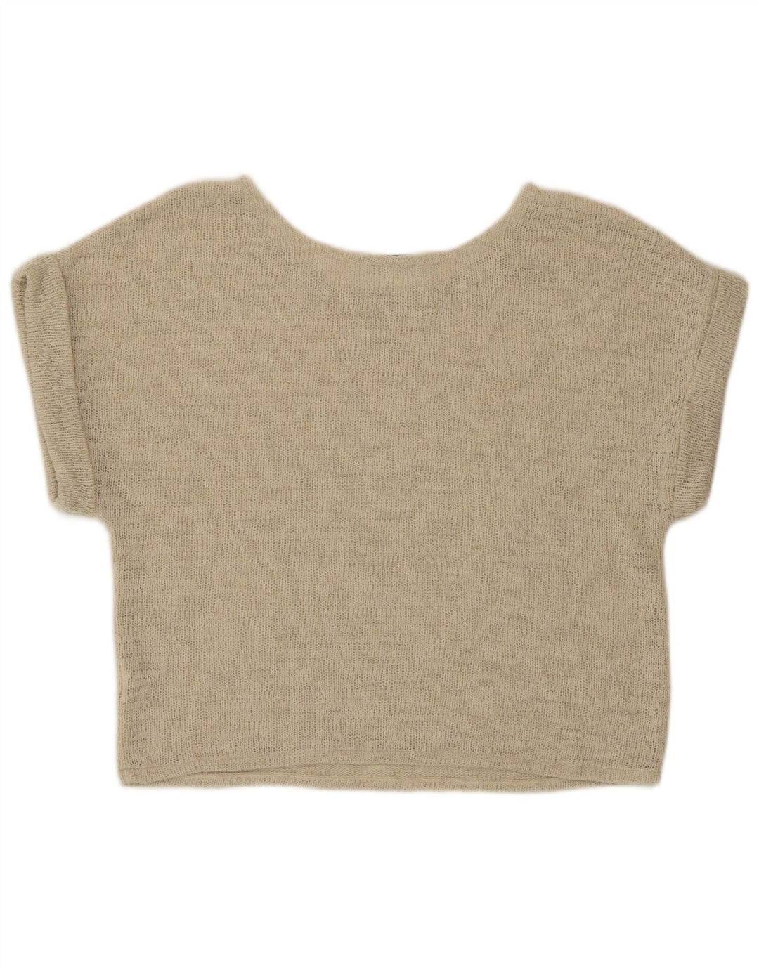 Zara Mujer Crop Knit Blusa Top UK 46 Large Beige