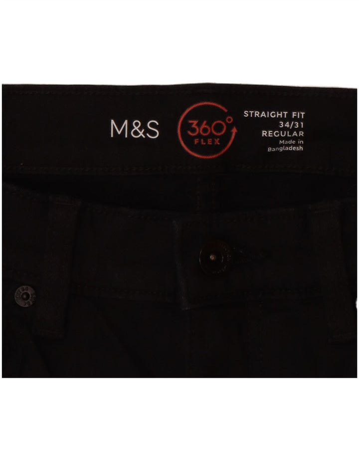 Marks & Spencer Vaqueros rectos regulares para hombre W34 L31 Algodón negro