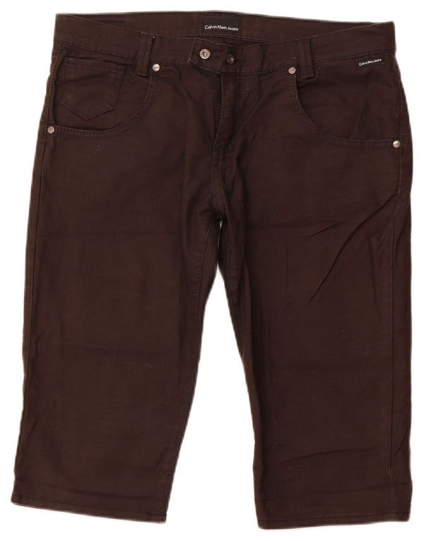 Bermudas Calvin Klein Mujer W31 Algodón Marrón Medio
