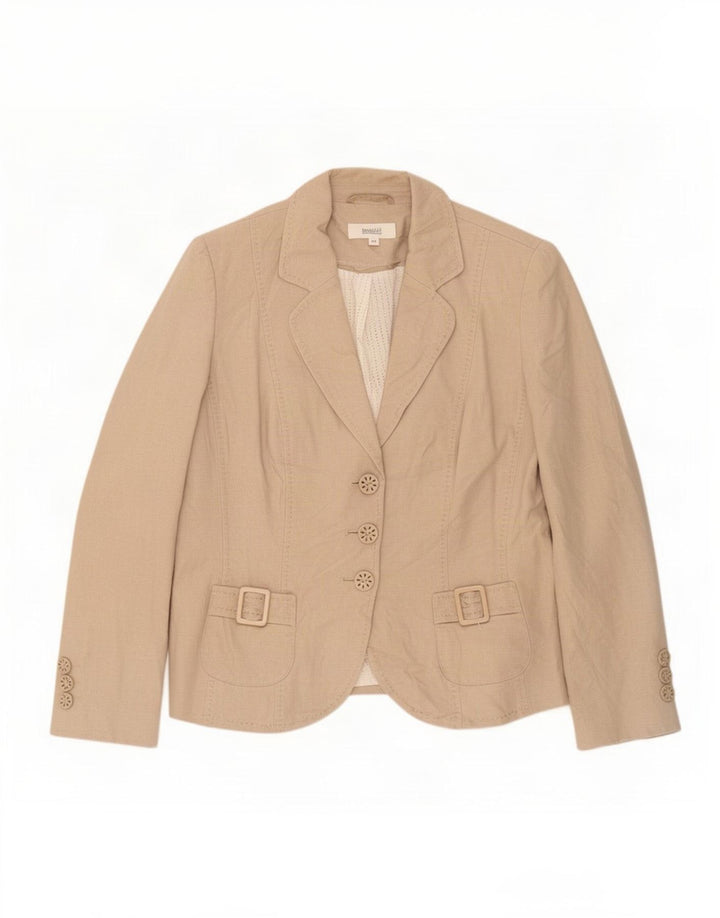 Marks & Spencer Chaqueta tipo blazer de 3 botones para mujer UK 42 Medium Beige Linen
