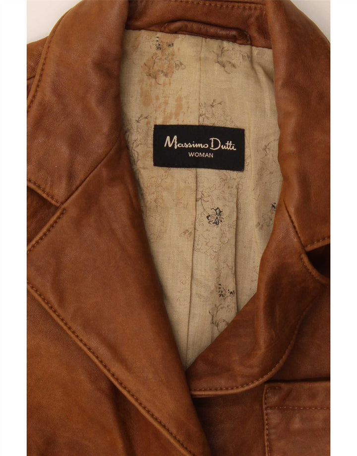 Massimo Dutti Chaqueta Blazer de Cuero con 3 Botones para Mujer UK 8 Small Marrón