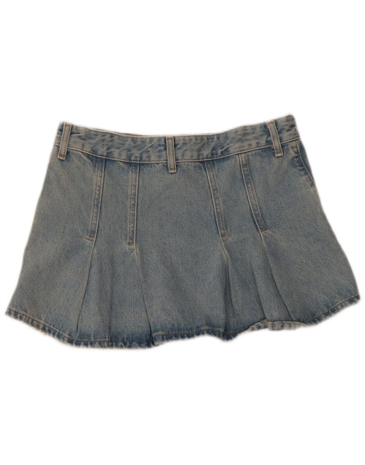 Zara Mujer Mini Falda Vaquera Pequeña W26 Algodón Azul