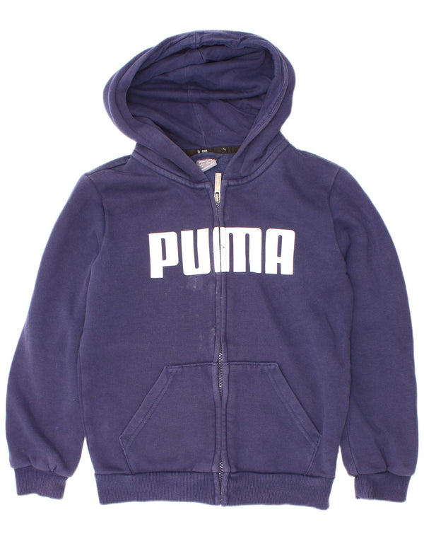 Puma Sudadera con capucha y cremallera gráfica para niños 9-10 años Algodón azul marino