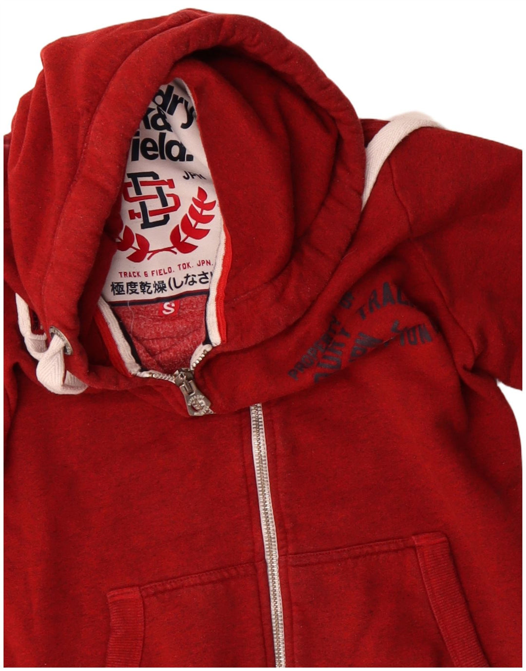 Superdry Sudadera con capucha y cremallera gráfica para hombre, talla pequeña, de algodón rojo