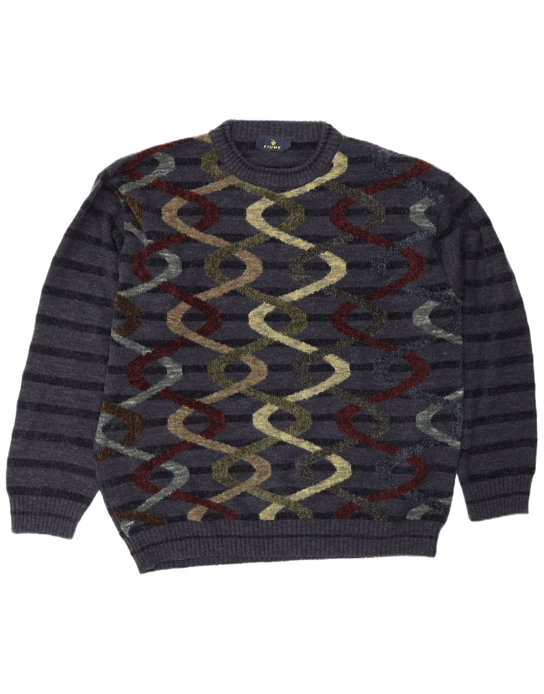 Fiume Jersey para Hombre con Estampado Abstracto y Cuello Redondo XL Azul Marino a Rayas