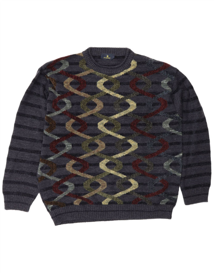 Fiume Jersey para Hombre con Estampado Abstracto y Cuello Redondo XL Azul Marino a Rayas