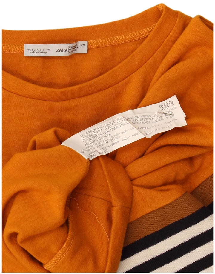 Zara Mujer Sudadera Oversize Jersey UK 10 Small Naranja Rayas