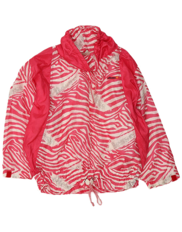 Ellesse Womens Pullover Tracksuit Top Jacket UK 22 3XL Pink Animal Print