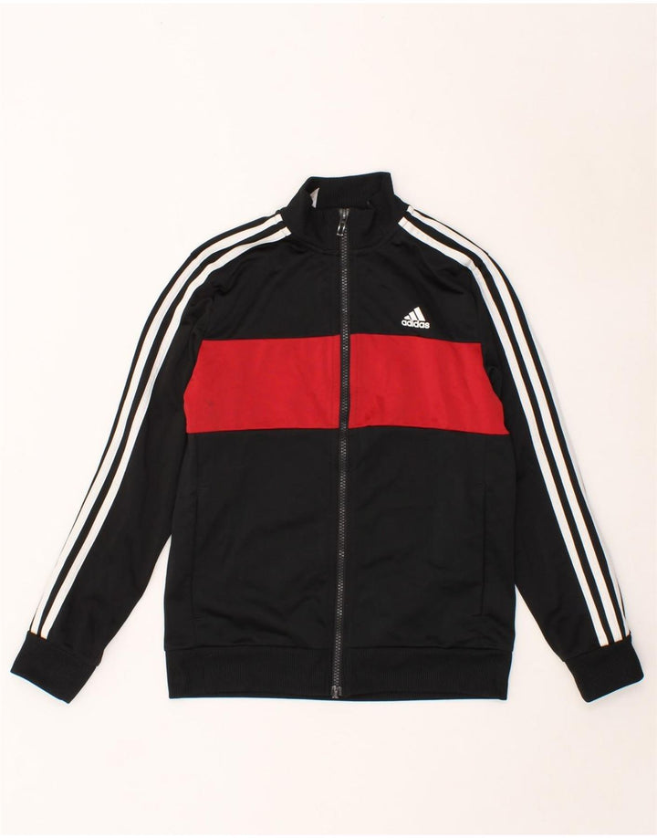 ADIDAS Boys Tracksuit Top Jacket 11-12 Years Black Colourblock Polyester Vintage Adidas and Second-Hand Adidas from Messina Hembry 