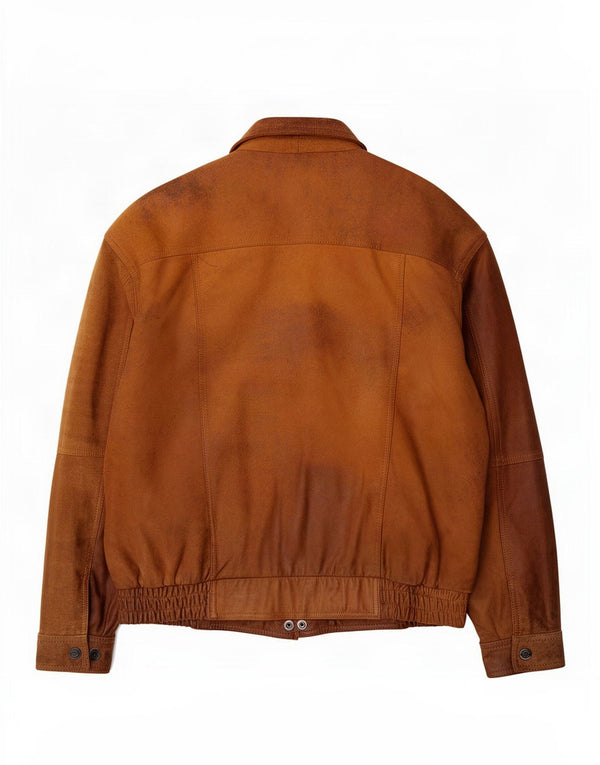 Trapper Chaqueta de gamuza bomber para hombre IT 50 Cuero marrón grande