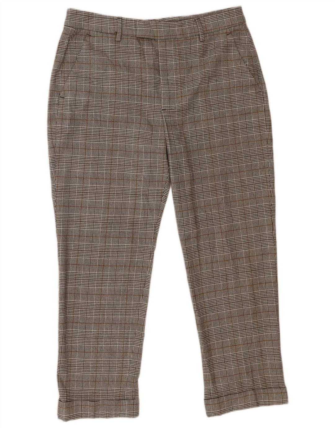 Zara Mujer Pantalones Cortos Slim EU 40 Medium W30 L25 Gris Pata De Gallo