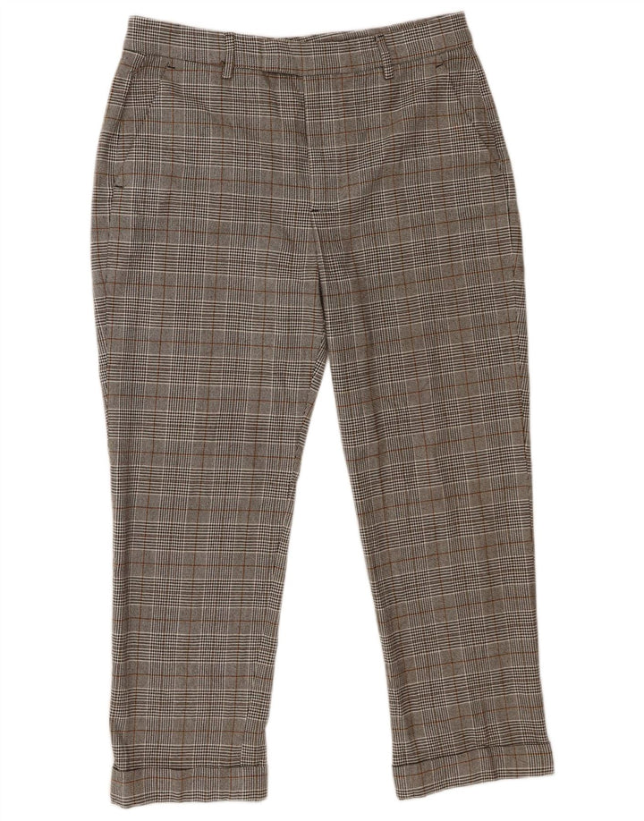 Zara Mujer Pantalones Cortos Slim EU 40 Medium W30 L25 Gris Pata De Gallo