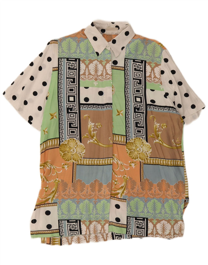 Vintage mujer camisa blusa EU 40 medio multicolor patchwork