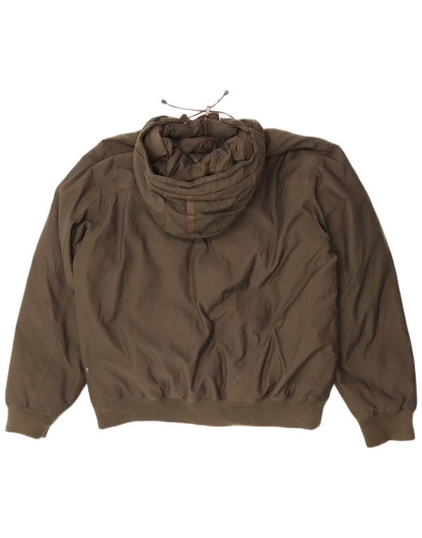 Adidas Chaqueta acolchada con capucha para hombre UK 40 Large Khaki Nylon