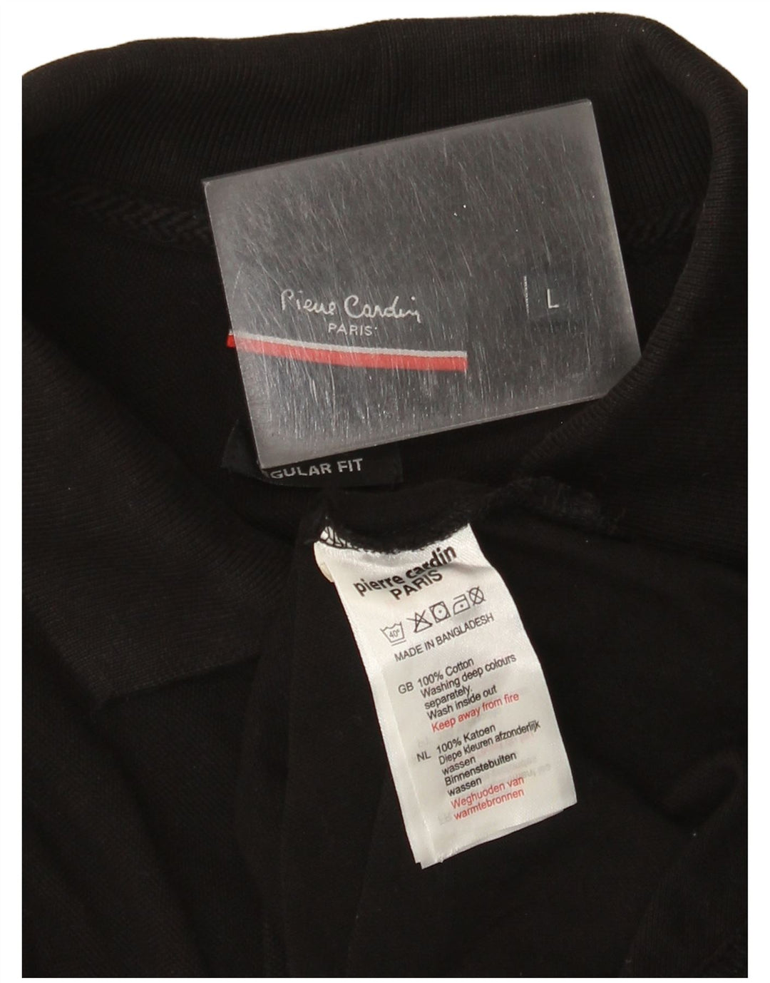 Pierre Cardin Polo de ajuste regular para hombre grande de algodón negro