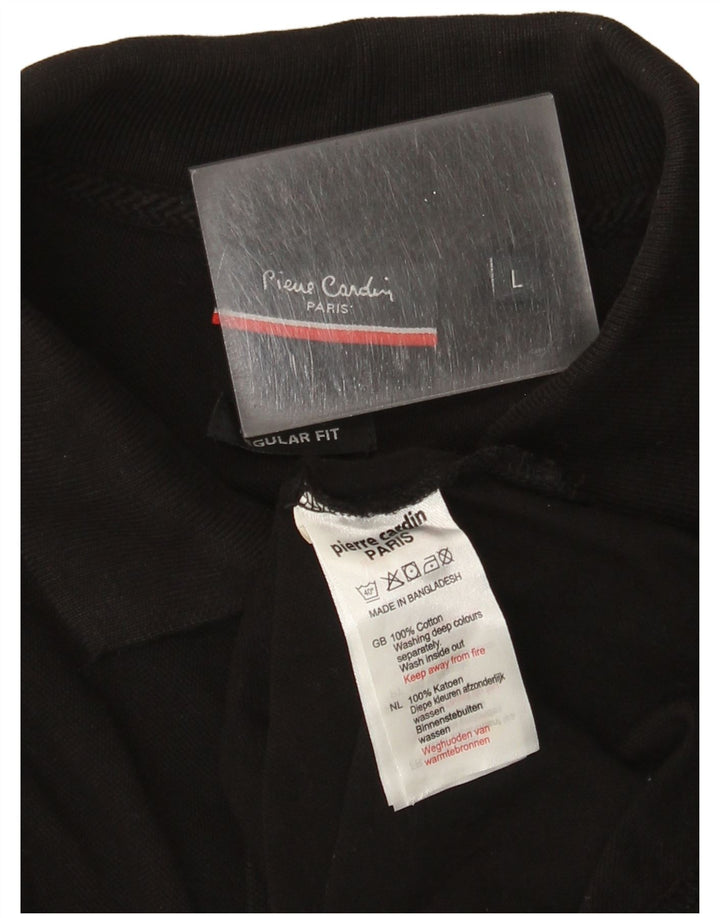 Pierre Cardin Polo de ajuste regular para hombre grande de algodón negro