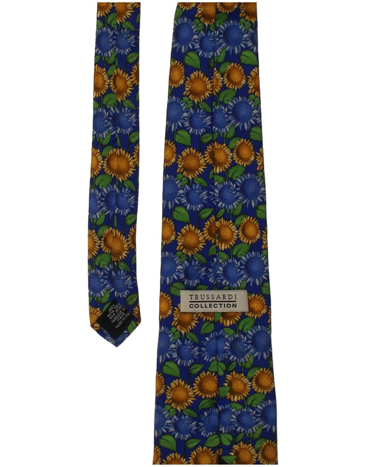 Corbata estampada Trussardi de hombre de seda floral azul talla única