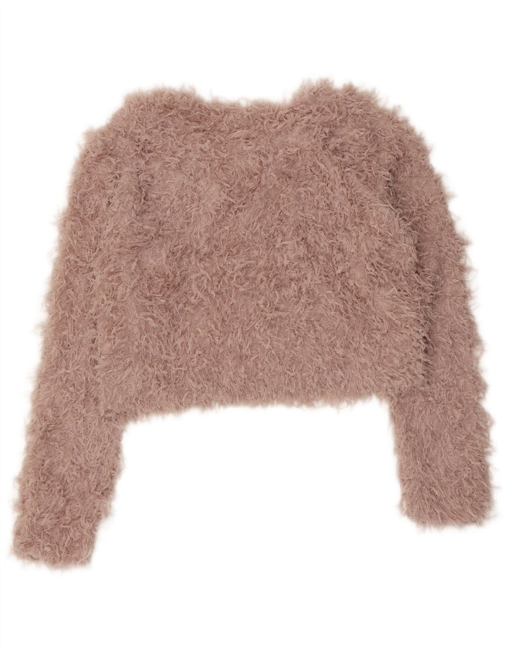 Zara - Jersey corto con cuello barco para mujer, talla 40, poliéster rosa medio