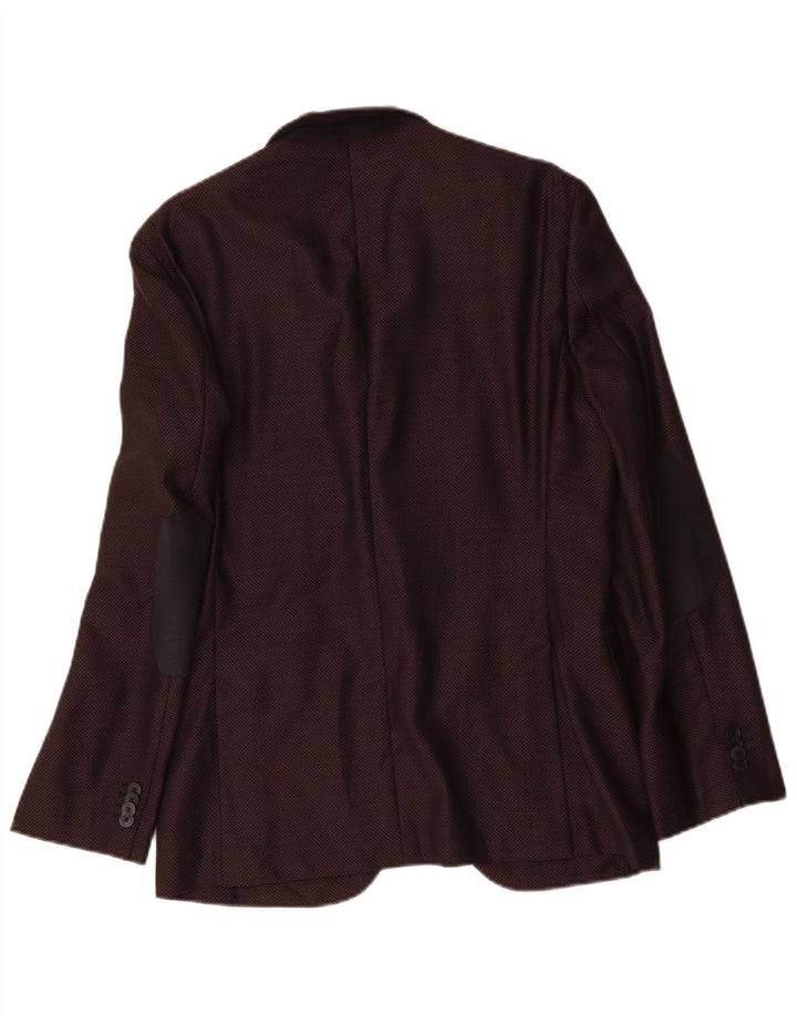 Hugo Boss Chaqueta tipo blazer de 2 botones para hombre EU 48 Lana mediana burdeos