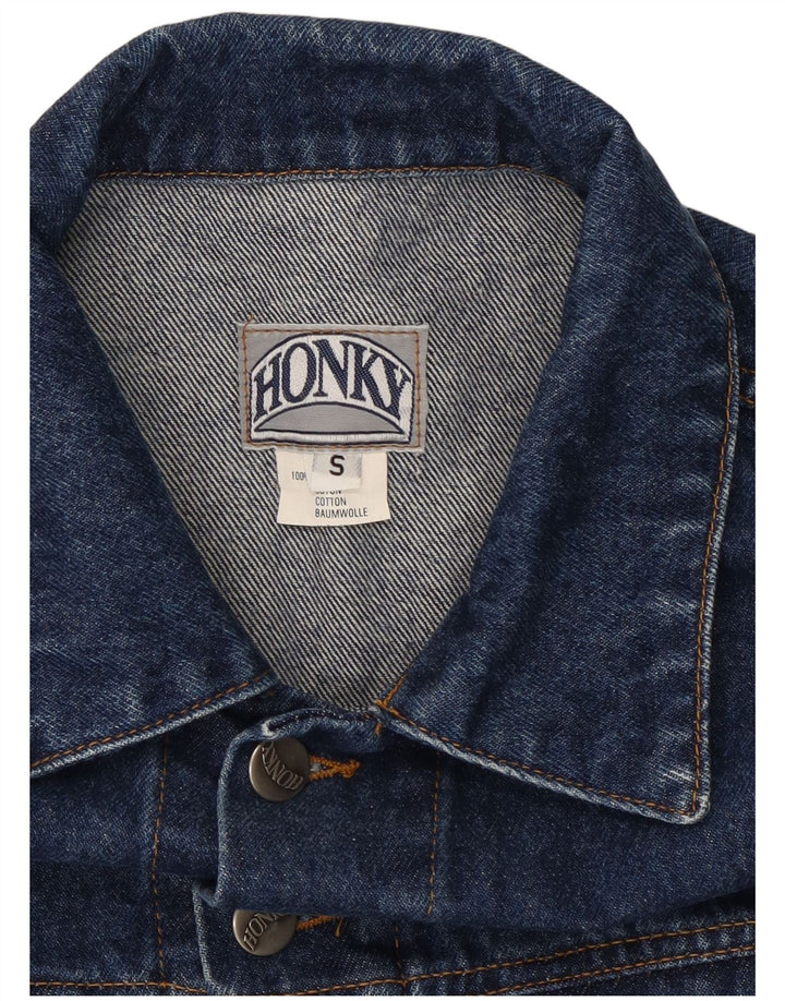 Vintage hombres chaqueta de mezclilla Reino Unido 36 pequeño algodón azul