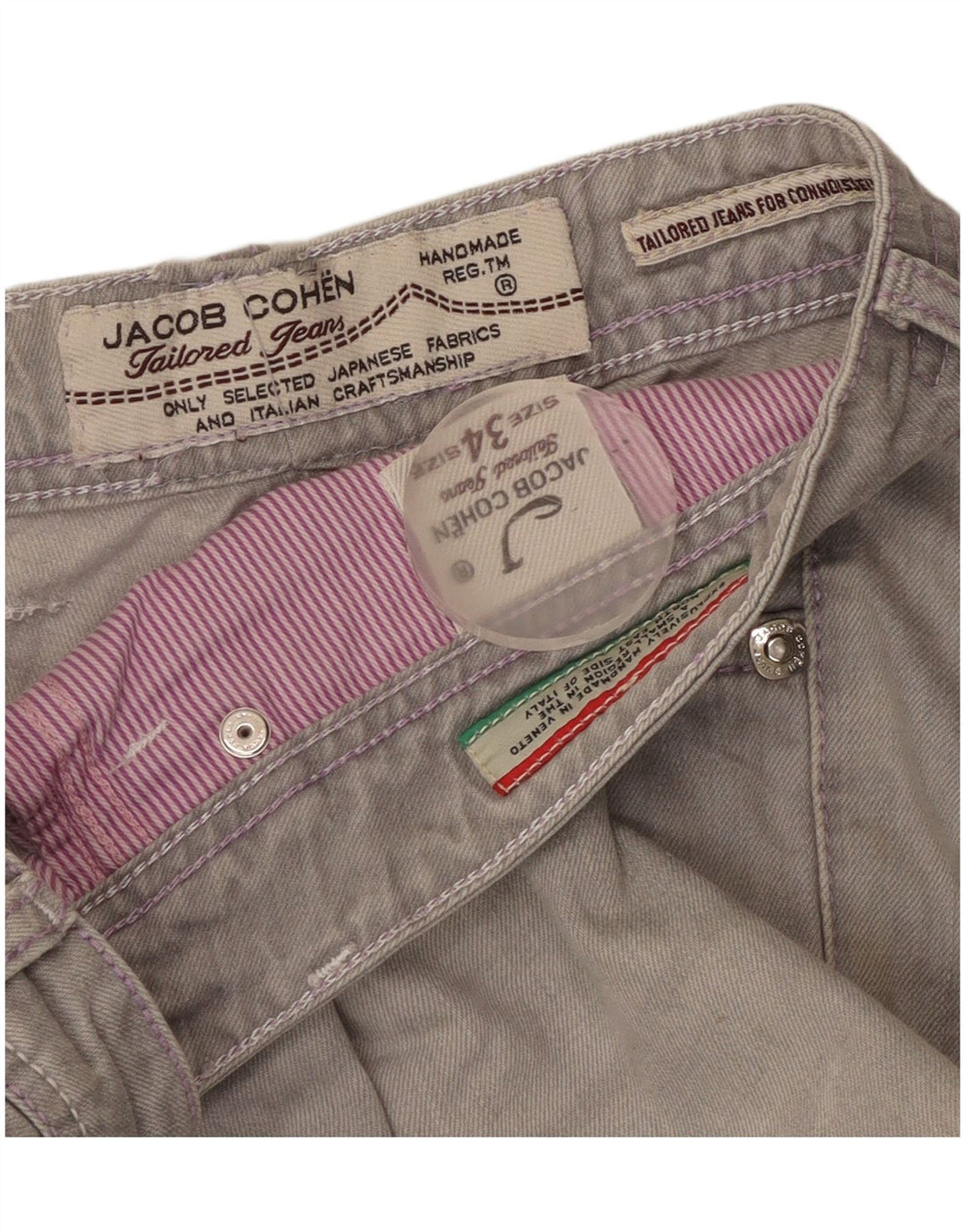 Jacob Cohen Vaqueros rectos para mujer W34 L30 Algodón gris