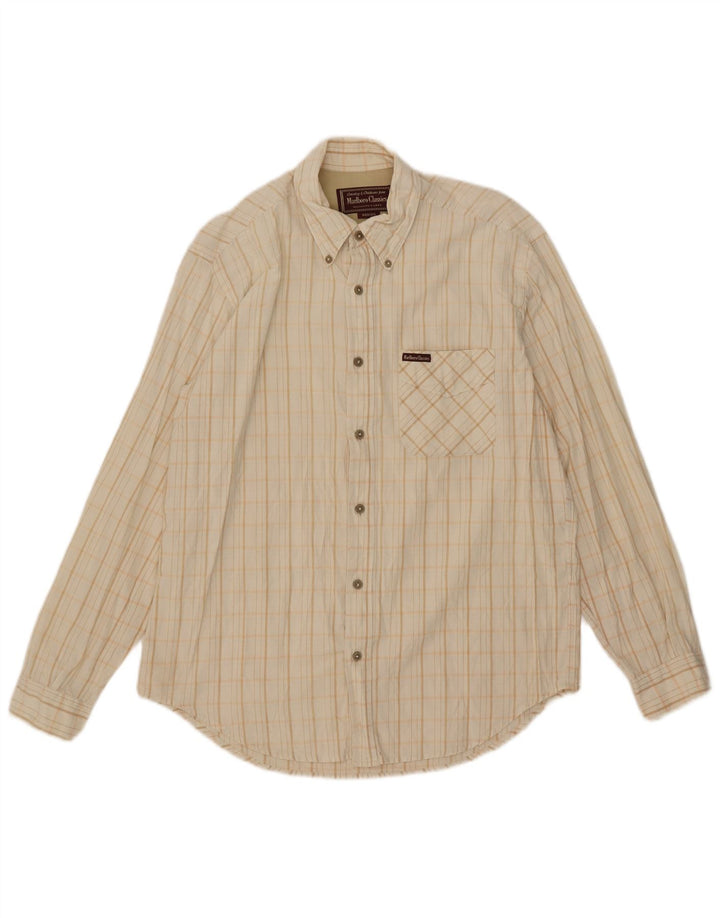 Camisa Marlboro Classics Hombre Cuadros Beige Medio