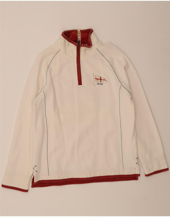 Sudadera con estampado gráfico y cuello con cremallera para hombre de Fat Face Jersey de algodón blanco mediano