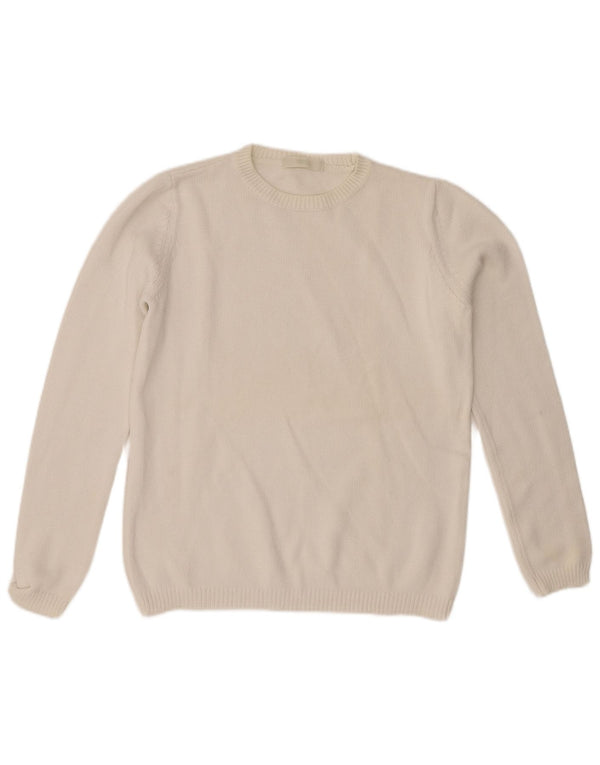 Marks & Spencer Jersey de Cuello Redondo para Mujer UK 10 Small White Cotton