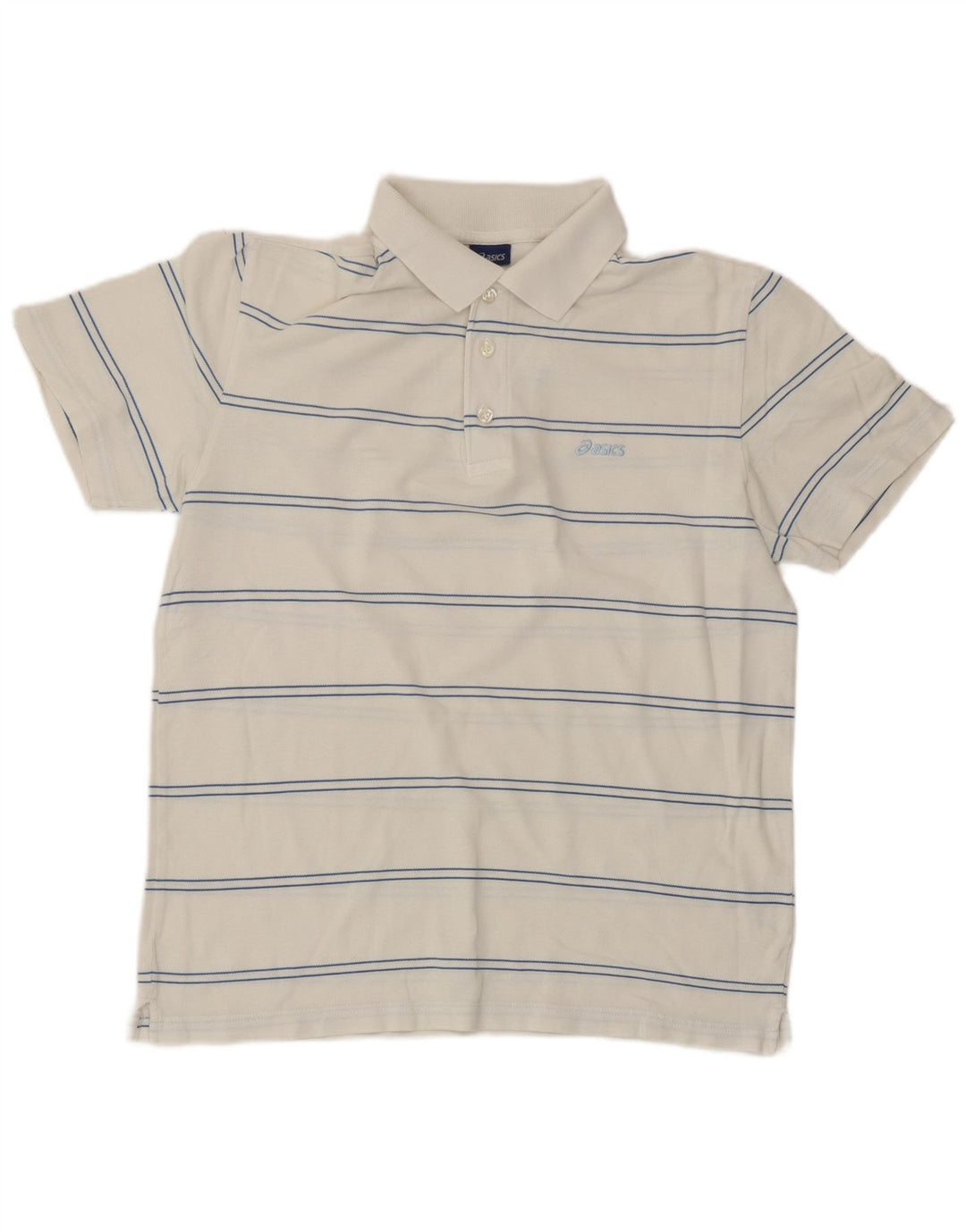 Polo Asics Hombre Algodón A Rayas Blanco Mediano
