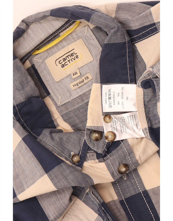 Camel Active Camisa de corte regular para hombre 2XL Algodón a cuadros azul marino