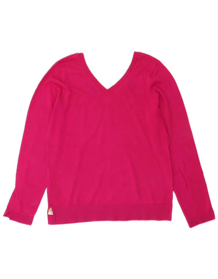 Massimo Dutti Jersey con Cuello en V para Mujer UK 44 Algodón Rosa Medio