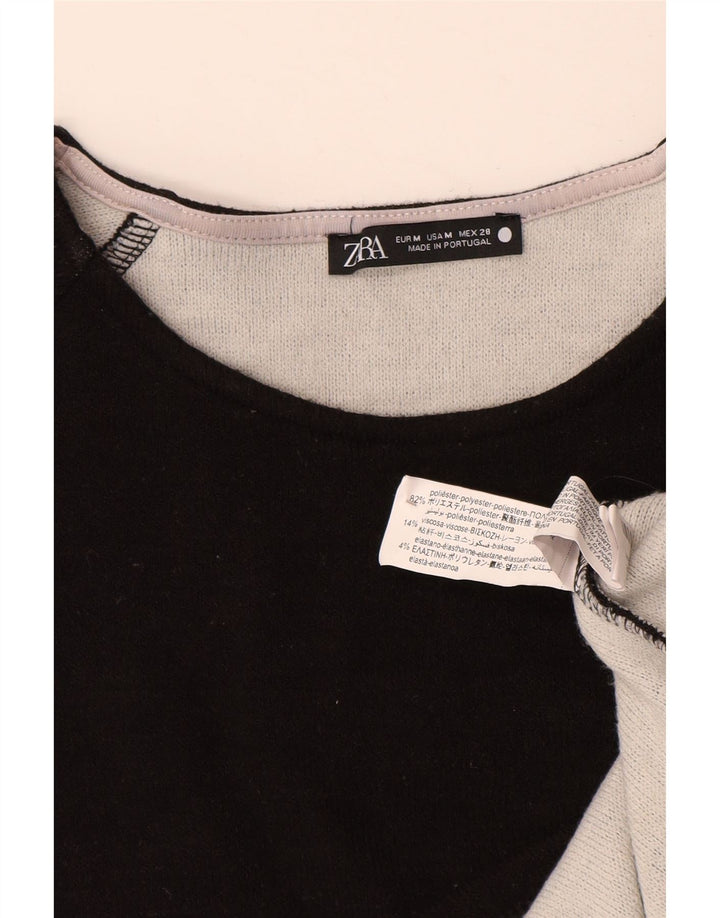 ZARA Mujer Sudadera Oversize Jersey UK 44 Mediano Negro Poliéster