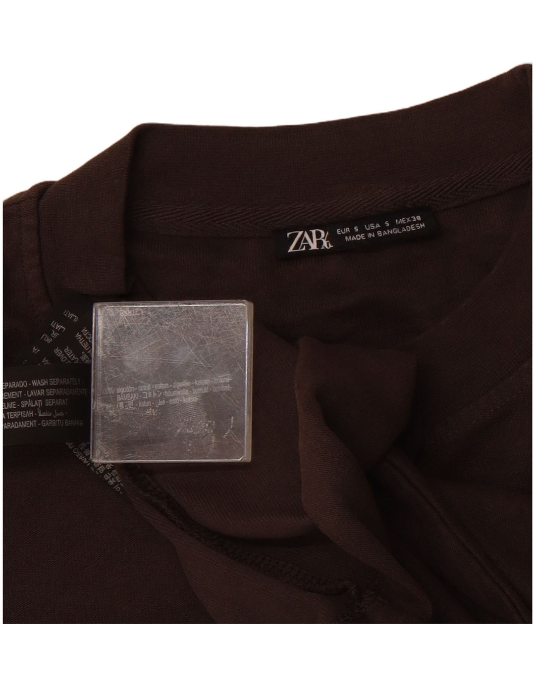 Zara Hombre Camiseta Top Small Gris Algodón