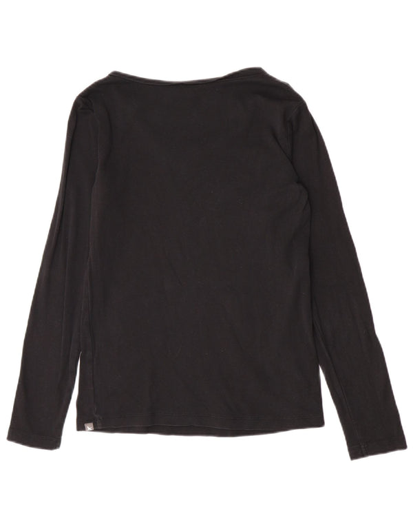 Eddie Bauer Top para mujer de manga larga UK 10 Small Black Cotton