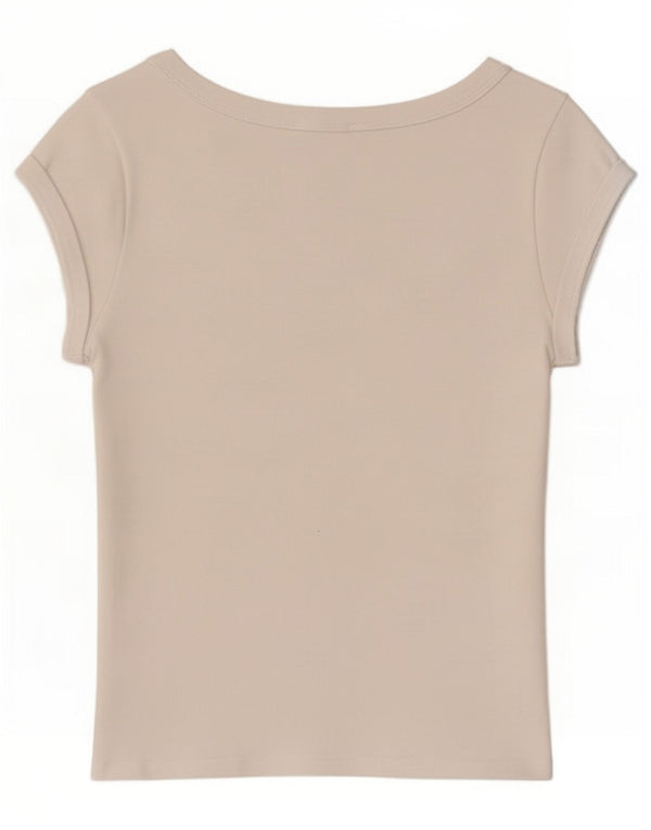 Zara Mujer Crop Camiseta Top Reino Unido 44 Grande Blanco