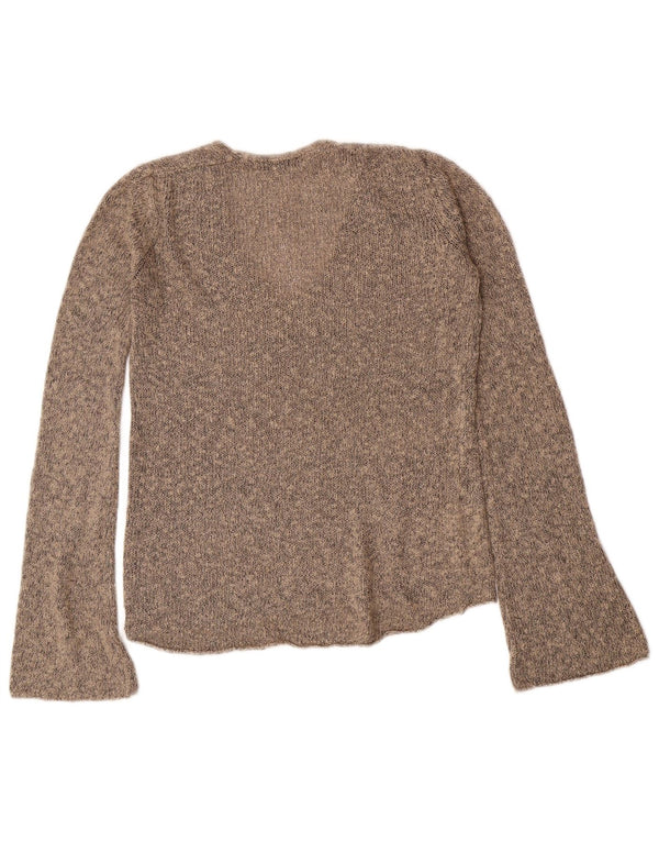 Zara Mujer Jersey con Cuello en V Jersey UK 10 Small Marrón