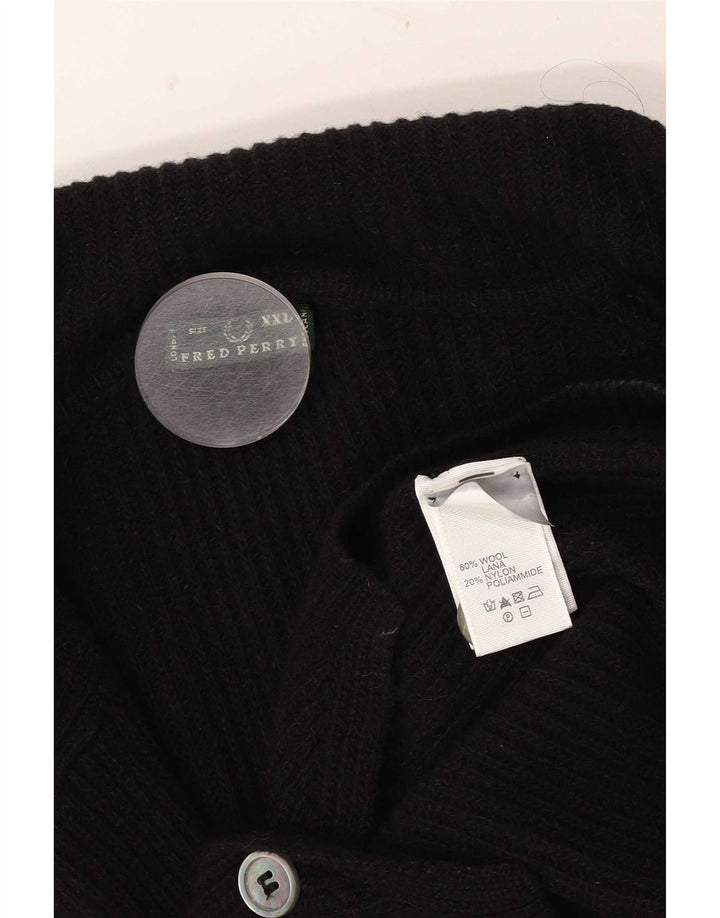 Fred Perry Suéter tipo cárdigan para mujer UK 20 2XL Lana negra