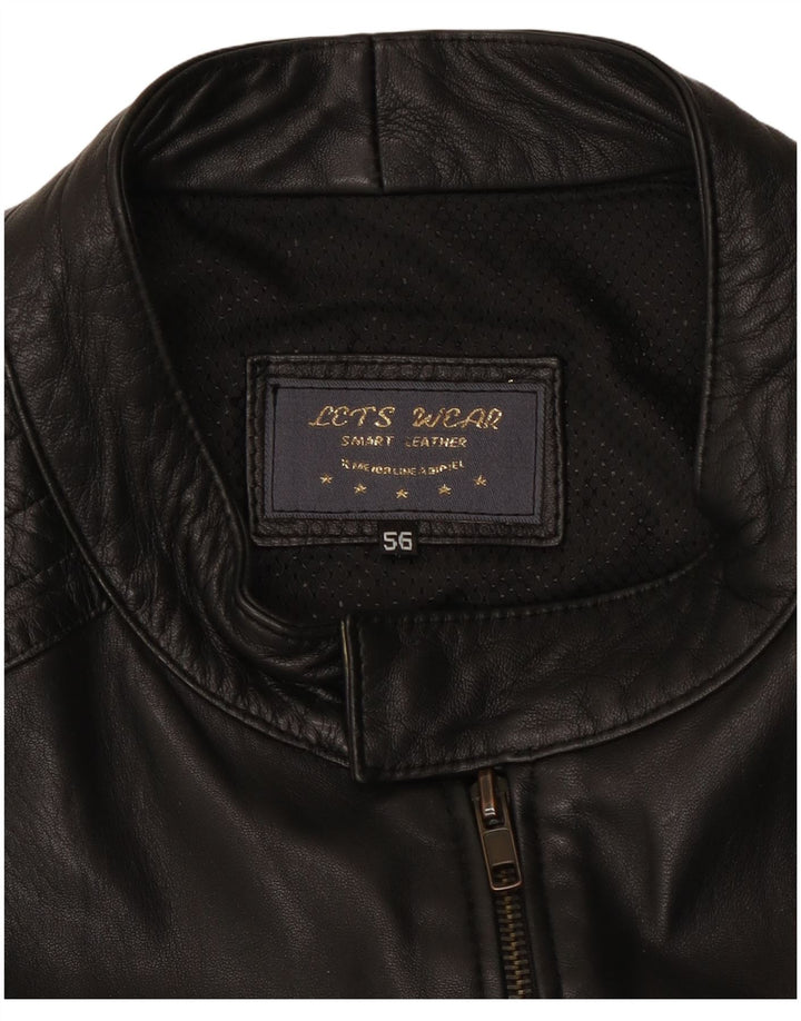 Vintage chaqueta de cuero para hombre Reino Unido 38 cuero negro medio